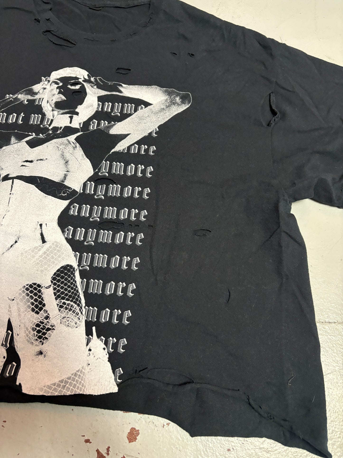 NOT MY GOD CROP DISTRESSED TEE