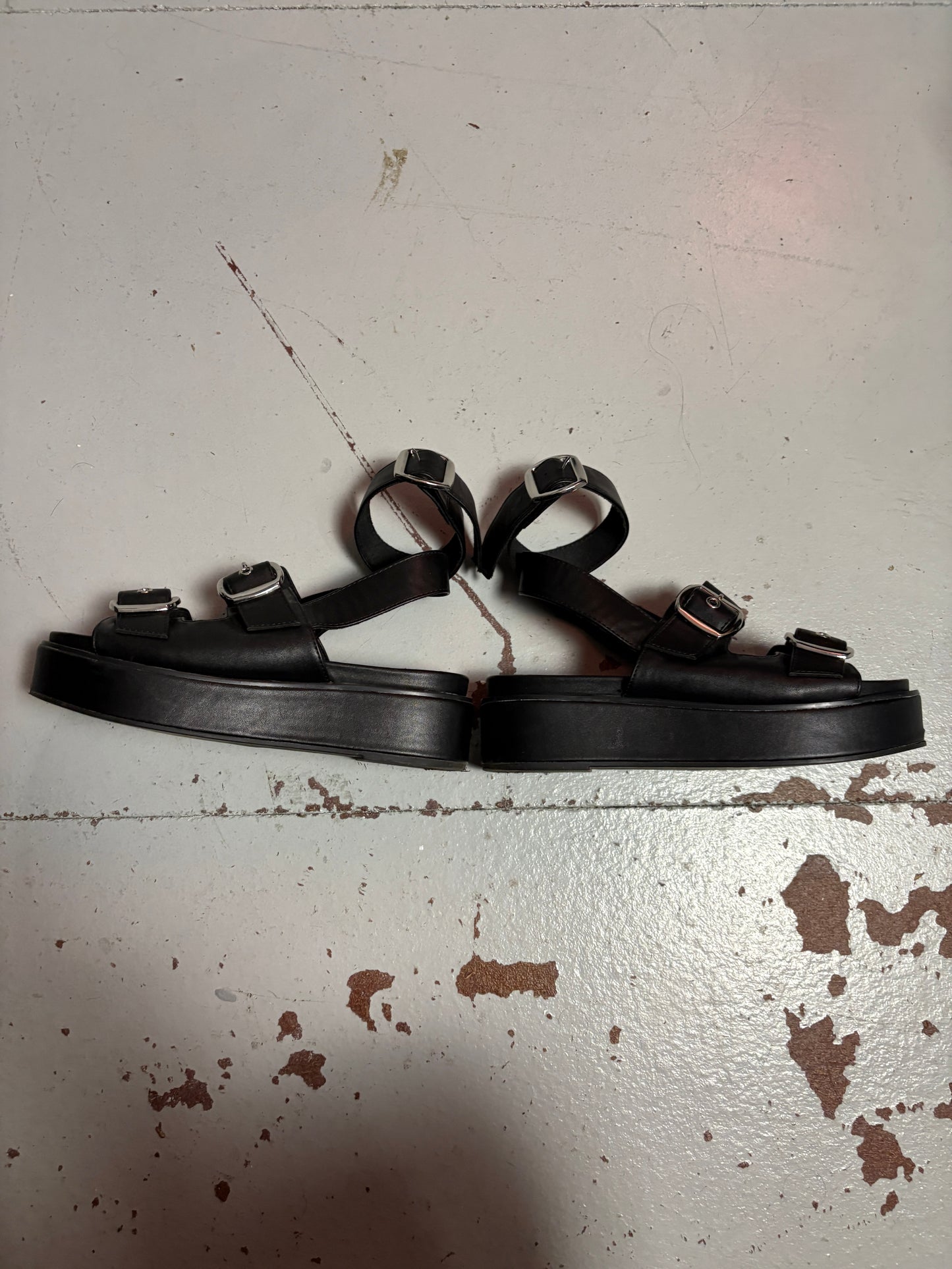 Black Platform Wrap Sandal