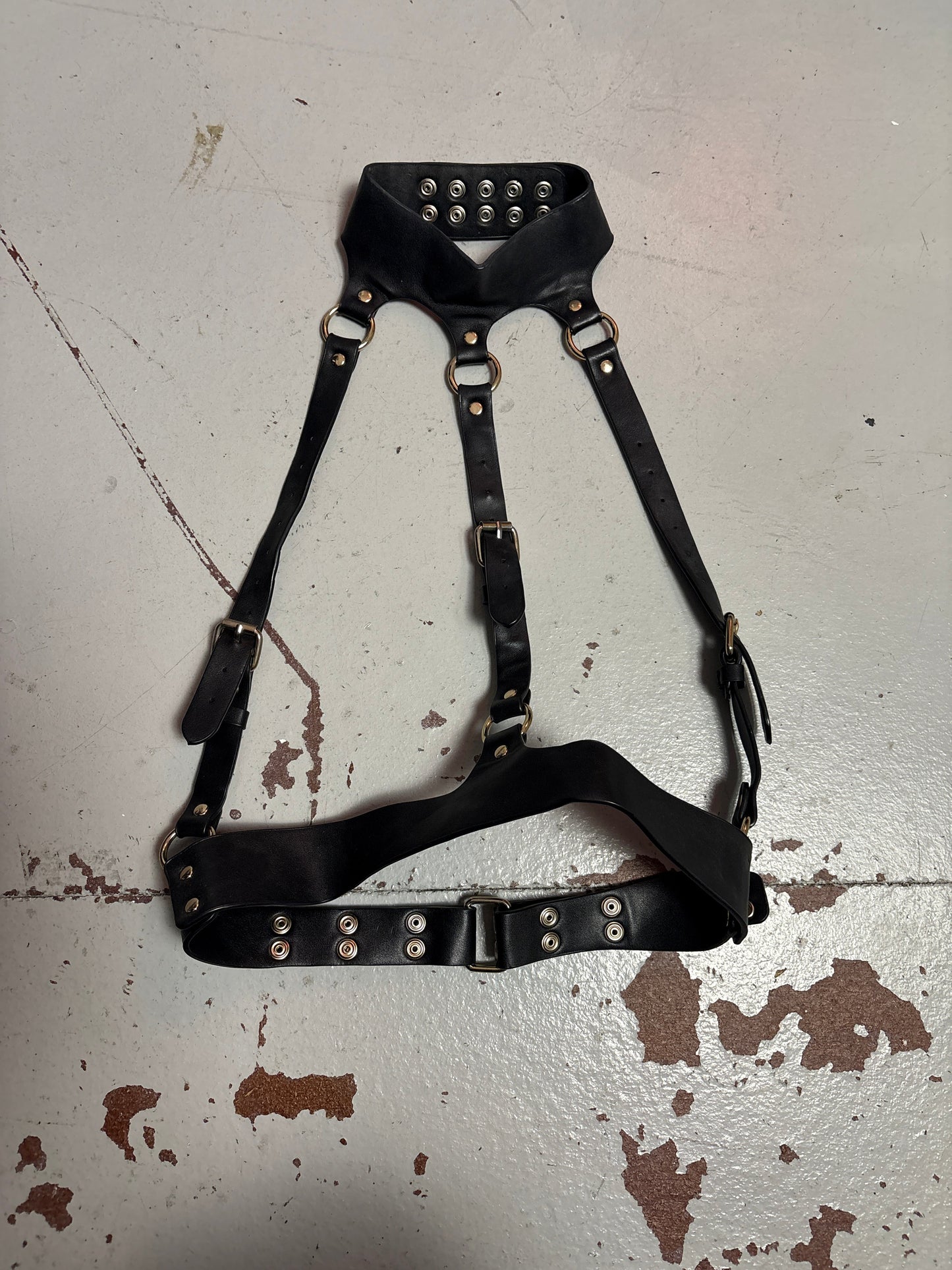 Leather Rose Gold Chest Harness
