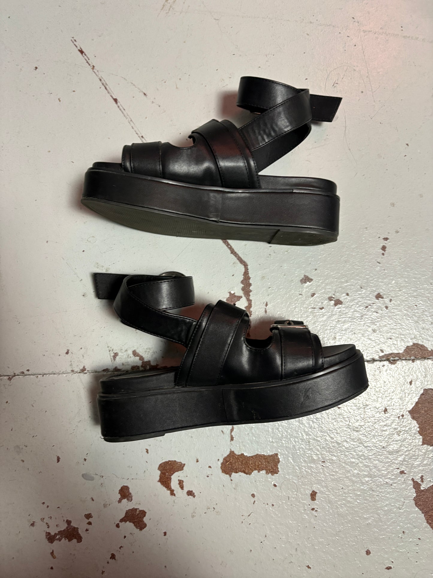 Black Platform Wrap Sandal