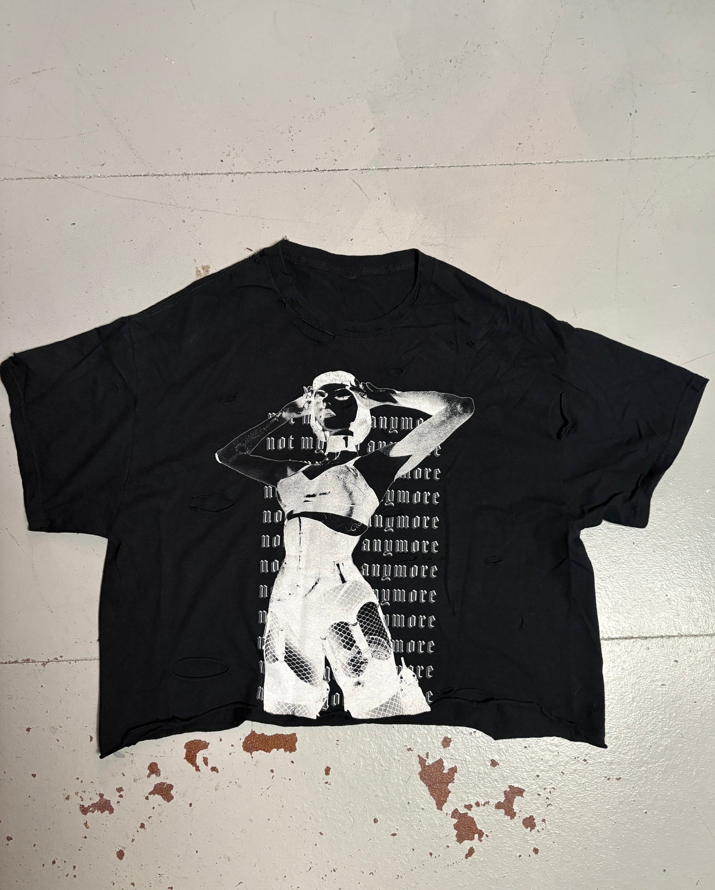 NOT MY GOD CROP DISTRESSED TEE