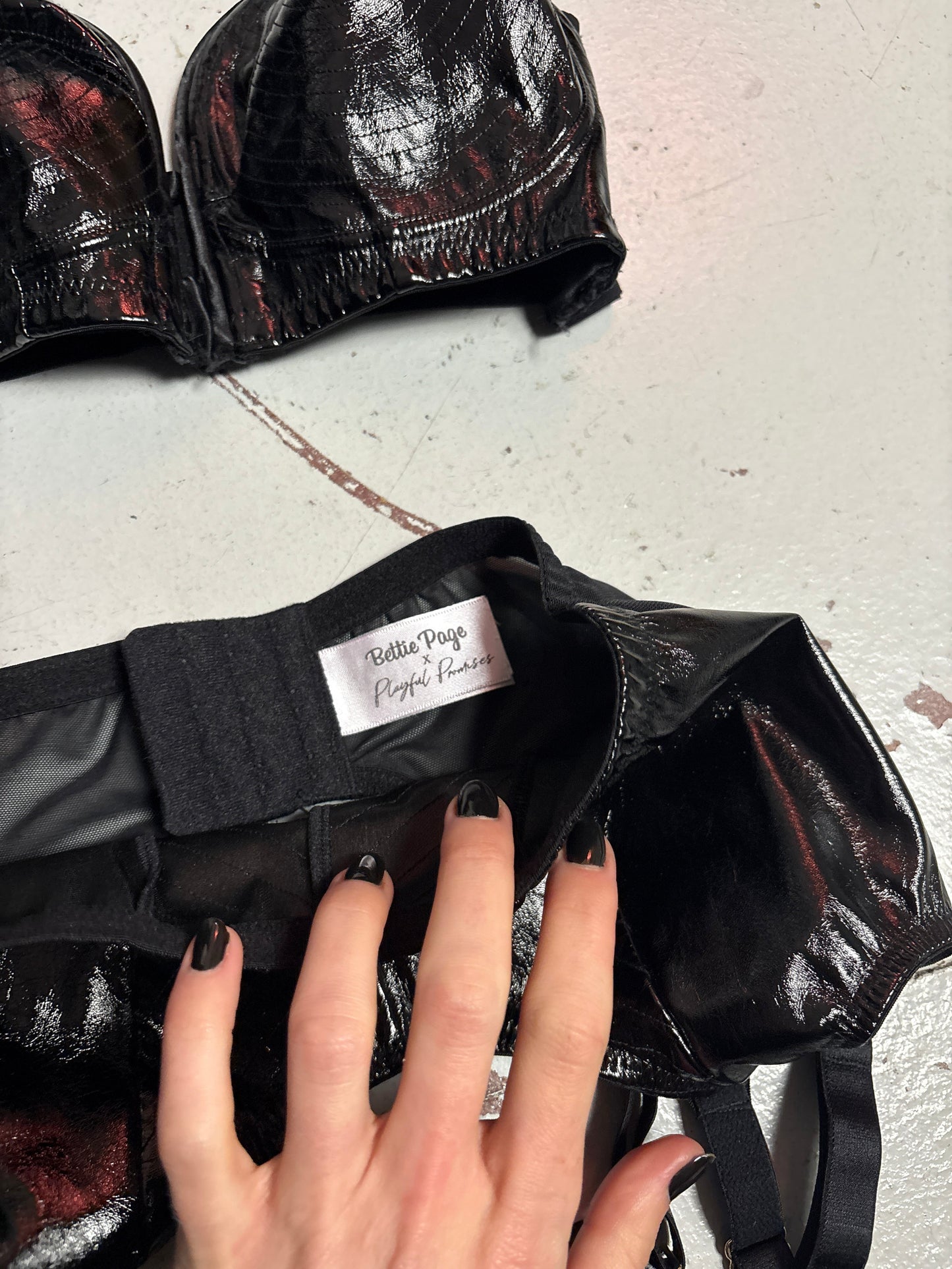 Bettie Page Vinyl Bra and Garter