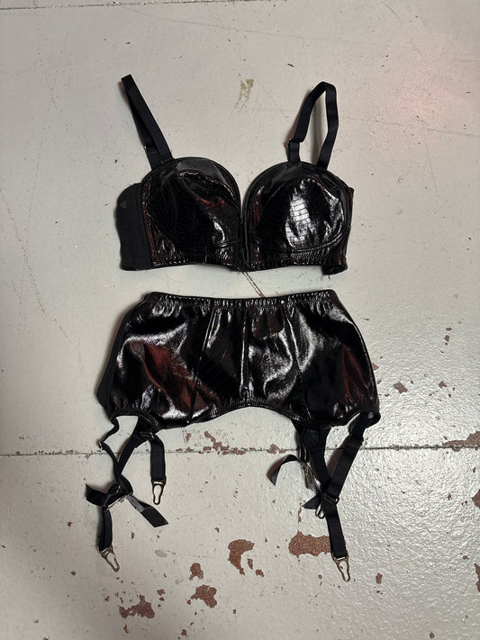 Bettie Page Vinyl Bra and Garter