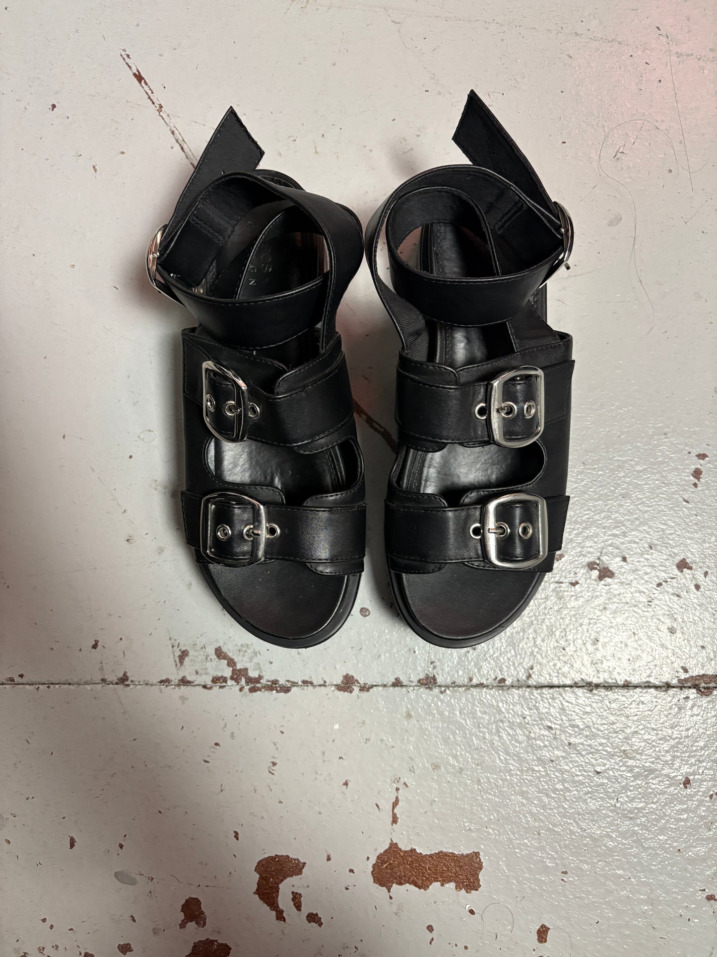 Black Platform Wrap Sandal